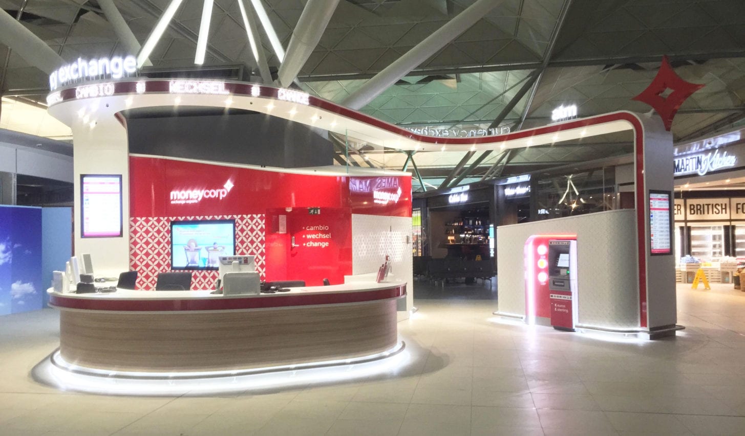 moneycorp retail airport popup graphics and display