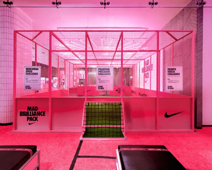 Pink mini football cage for Nike promotion